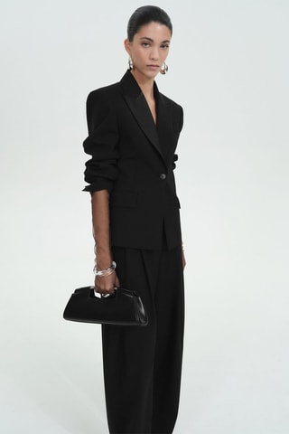 Pantalon en laine à pinces - Noir