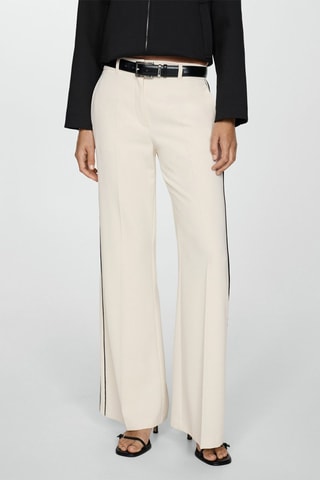 Pantalon rayures wideleg - Écru