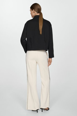 Pantalon rayures wideleg - Écru