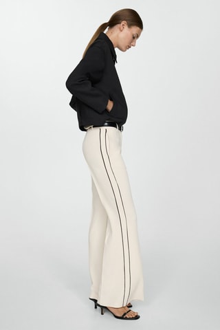 Pantalon rayures wideleg - Écru