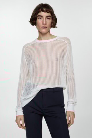 Pantalon droit maille point de Rome - Bleu marine foncé