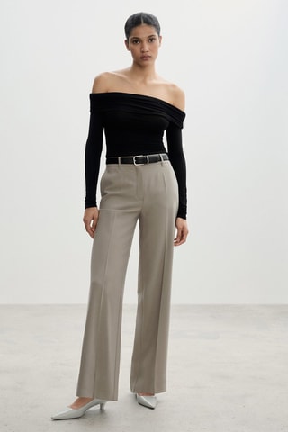 Pantalon pinces wideleg - Gris