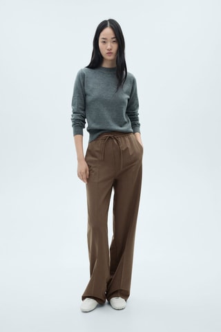 Pantalon droit taille élastique - Marron