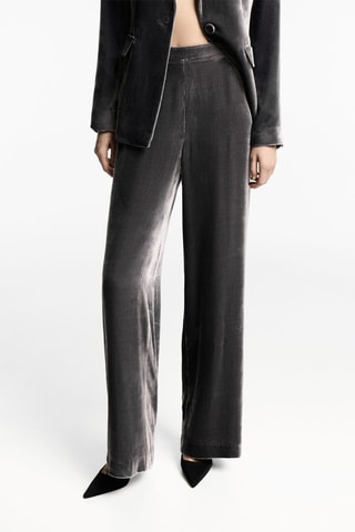 Pantalon costume velours - Argenté