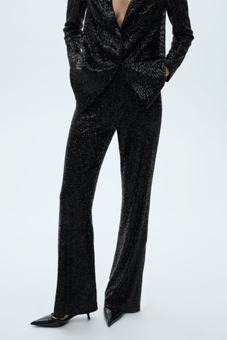 Pantalon palazzo sequins - Noir