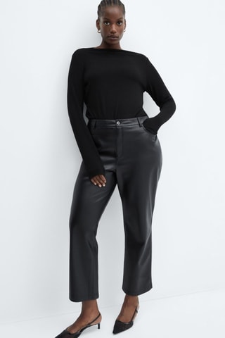 Pantalon droit similicuir - Noir