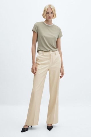 Pantalon wideleg similicuir - Écru