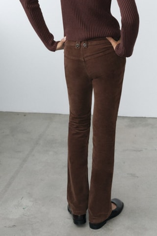 Pantalon évasé velours côtelé - Marron