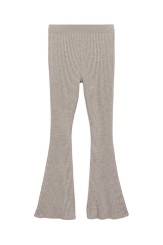 Pantalon évasé maille côtelée - Gris clair