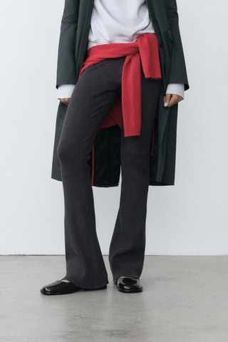 Pantalon maille taille retournée - Gris