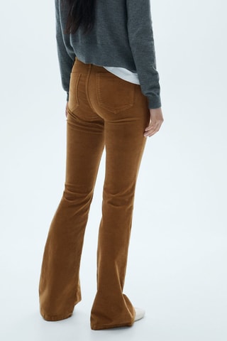 Jean flare velours côtelé poches - Marron