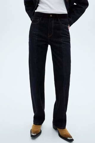 Jean droit taille haute - Bleu marine