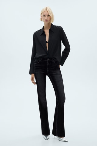 Jeans flare taille basse - Bleu marine