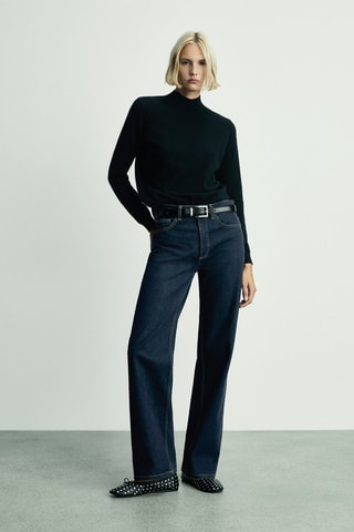 Jean droit taille haute - Bleu