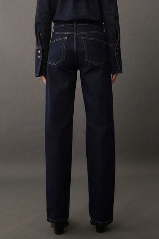 Jean droit taille haute - Bleu