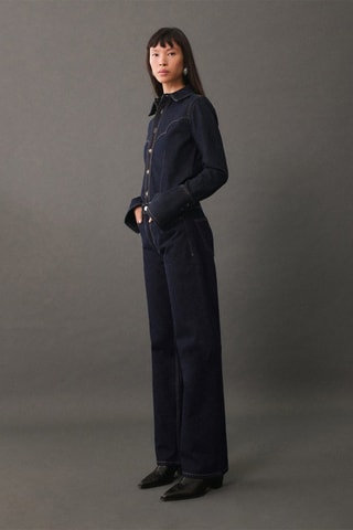 Jean droit taille haute - Bleu