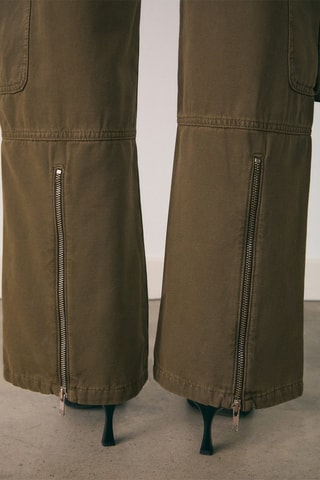 Jean cargo fermetures Éclair - Kaki