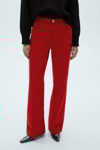 Jean droit taille haute - Rouge