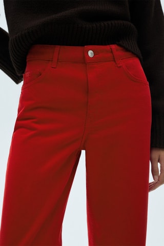 Jean droit taille haute - Rouge