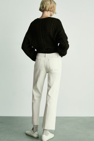 Jean flare crop poches - Blanc cassé