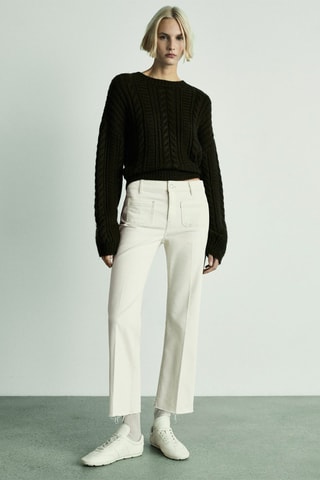 Jean flare crop poches - Blanc cassé