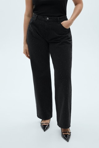 Jean droit détail strass - Noir