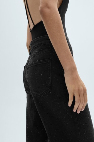 Jean droit détail strass - Noir