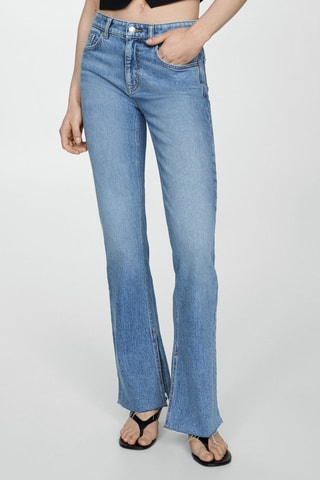 Jean droit taille normale ouvertures - Bleu moyen