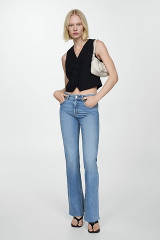 Jean droit taille normale ouvertures - Bleu moyen