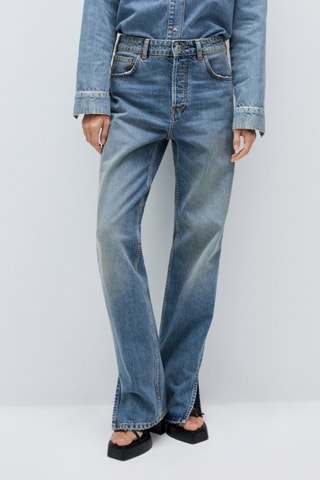 Jean droit taille normale ouvertures - Bleu marine