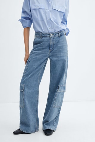 Jean loose cargo poches - Bleu moyen