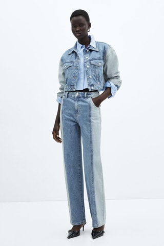 Jean coupe droite bicolore - Bleu