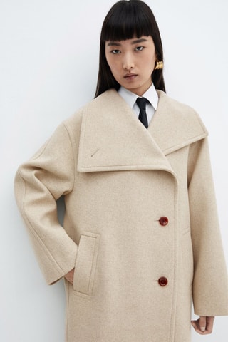 Manteau midi à maxi-revers - Gris clair