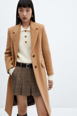 Manteau midi laine vierge - Marron