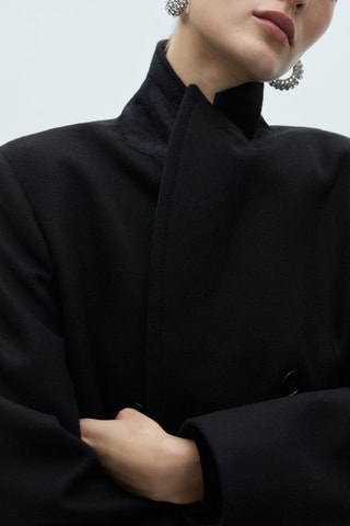 Manteau en laine à double boutonnage - Noir