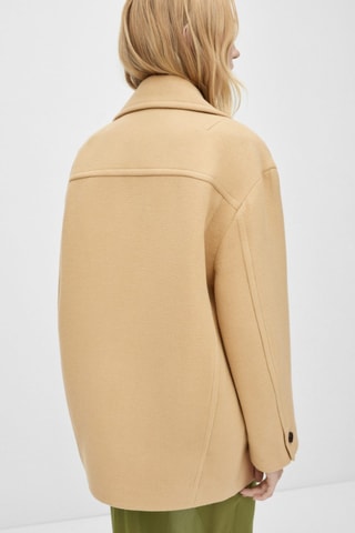 Manteau croisé en laine vierge - Marron