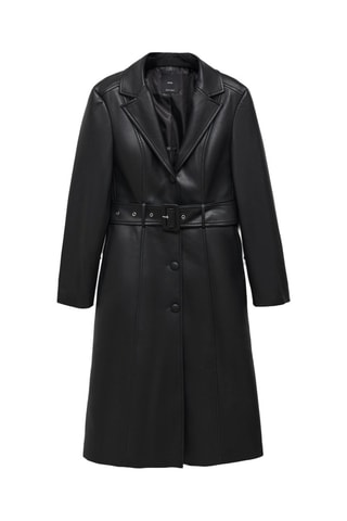 Manteau similicuir bordures fausse fourrure - Noir