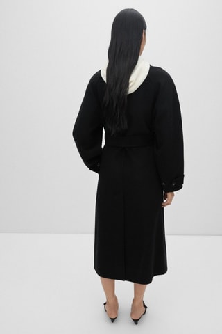 Manteau laine ceinture - Noir