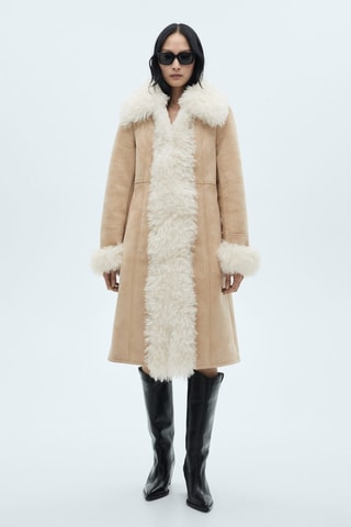 Manteau double face fausse fourrure - Beige