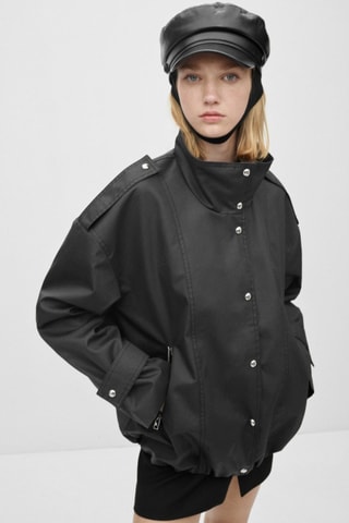 Parka boutonnée oversize - Noir