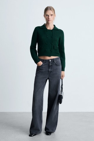 Veste maille double boutonnage - Vert