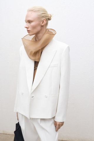 Veste costume oversize double boutonnage - Blanc