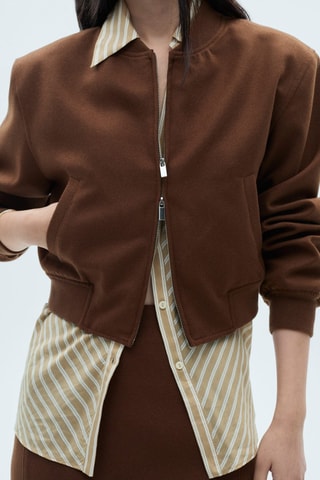 Veste bomber laine - Marron