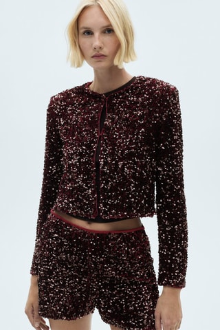 Veste brodée paillettes - Bordeaux