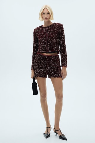 Veste brodée paillettes - Bordeaux
