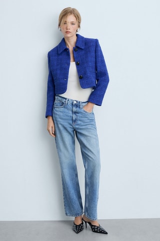 Veste tweed boutons - Bleu