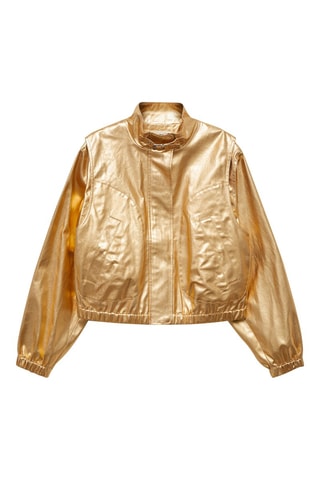 Veste bomber en jean métallisée - Doré