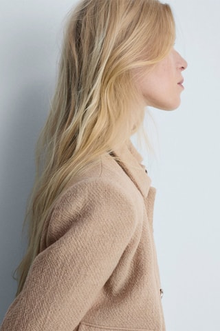 Veste crop boutons - Marron