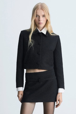 Veste tweed crop - Noir