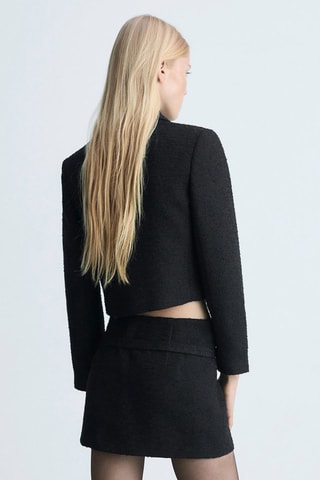 Veste tweed crop - Noir
